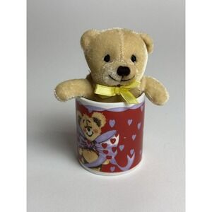 Cute Vintage Teddy Bear Hearts Mug 4 oz Plush‎ Valentine's Ceramic cup